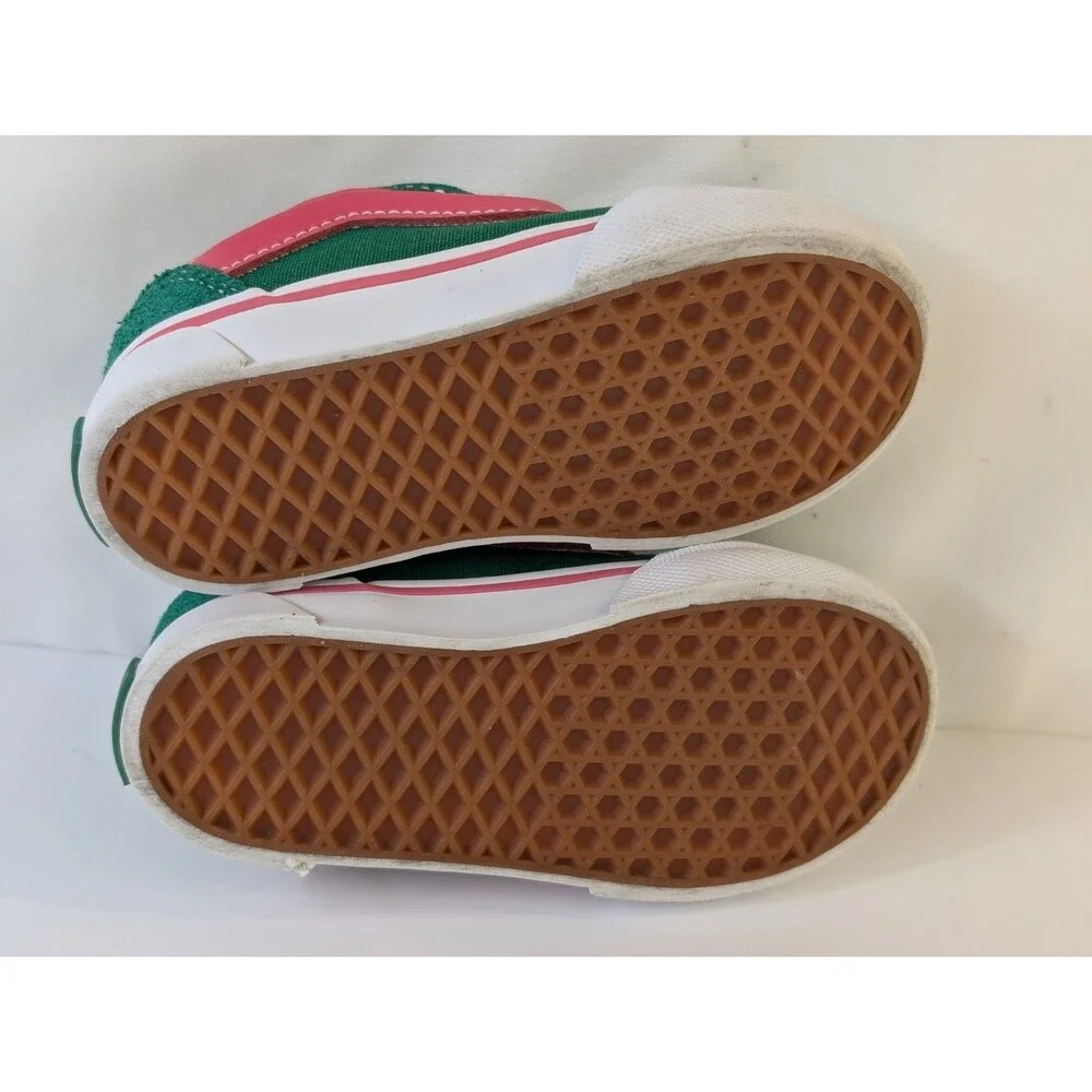 6.0 VANS Knu Skool Elastic Lace Unisex Kids Low Top Sneakers Green/Pink/White